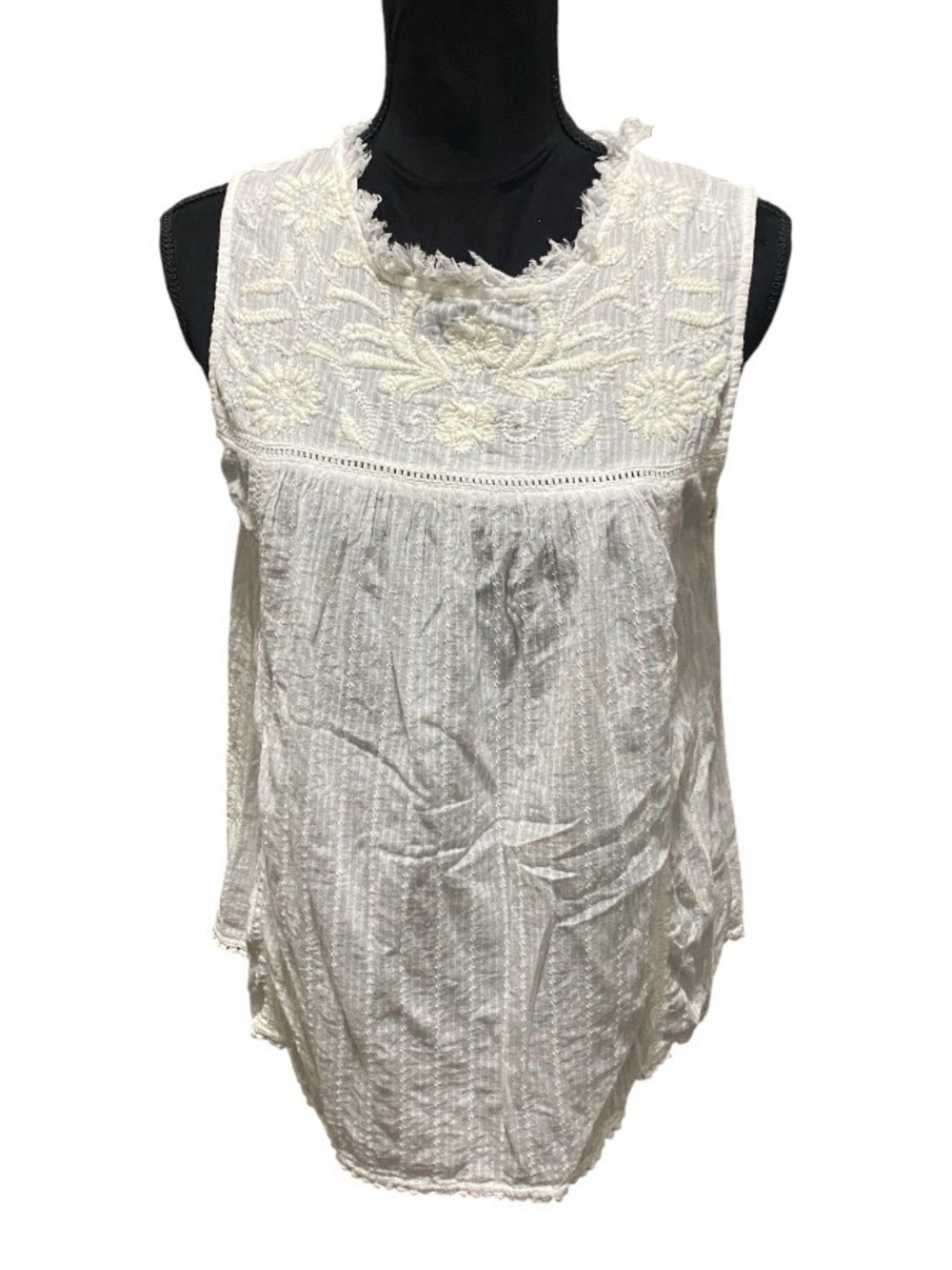 House of Harlow 1960 Ivory Embroidered Distressed Top